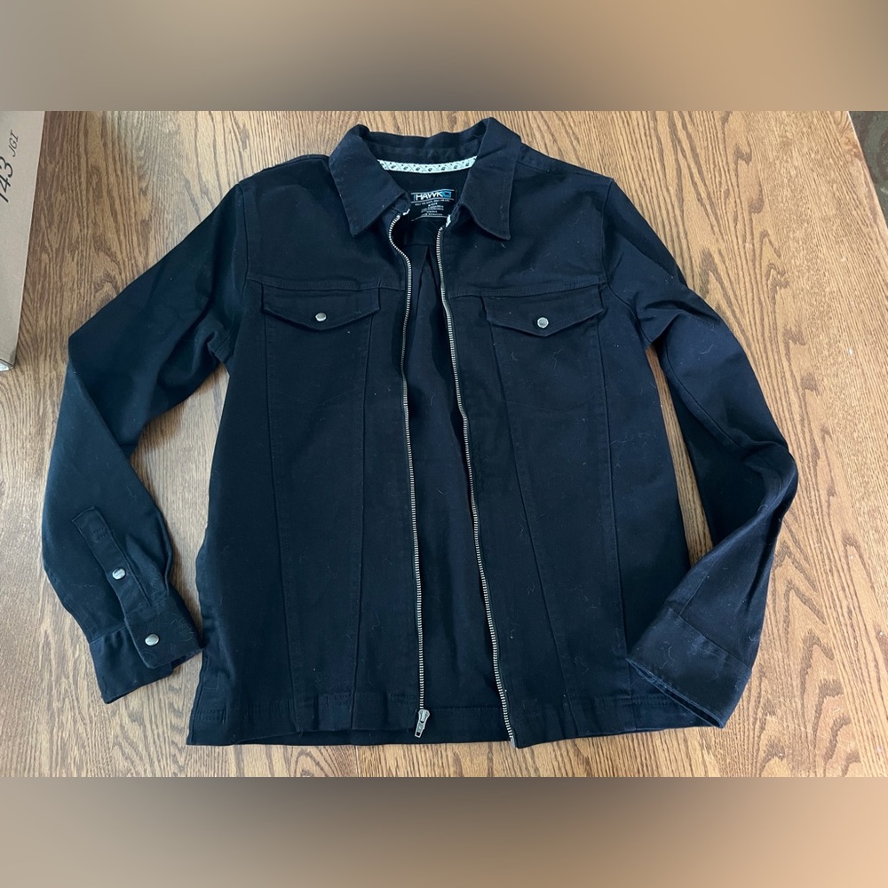Men's Black Zip-Front Jacket, Tony Hawk, Skater Jacket size Small